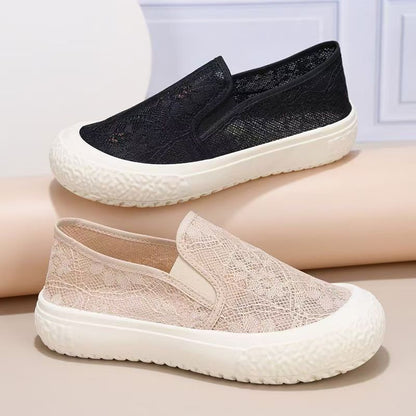 Damen Slip-On Schuhe Spitze Weich Modern