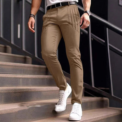 Herren Slim Fit Hose mit Bundfalten und Stretch - BerlinGlamour