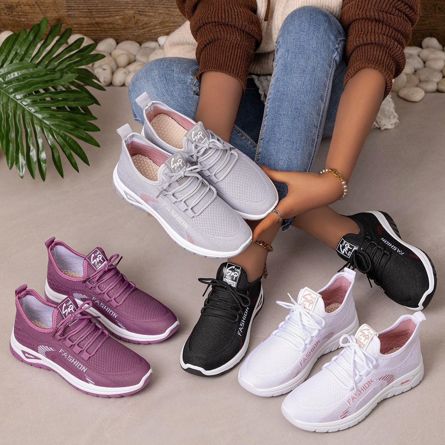 Damen Sport Sneaker Atmungsaktiv Bequem Laufschuhe