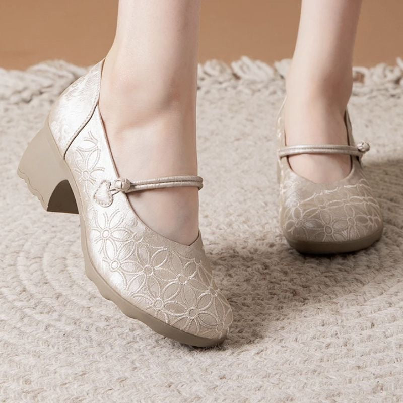Damen Ballerinas Blumenmuster Komfort Schuhe