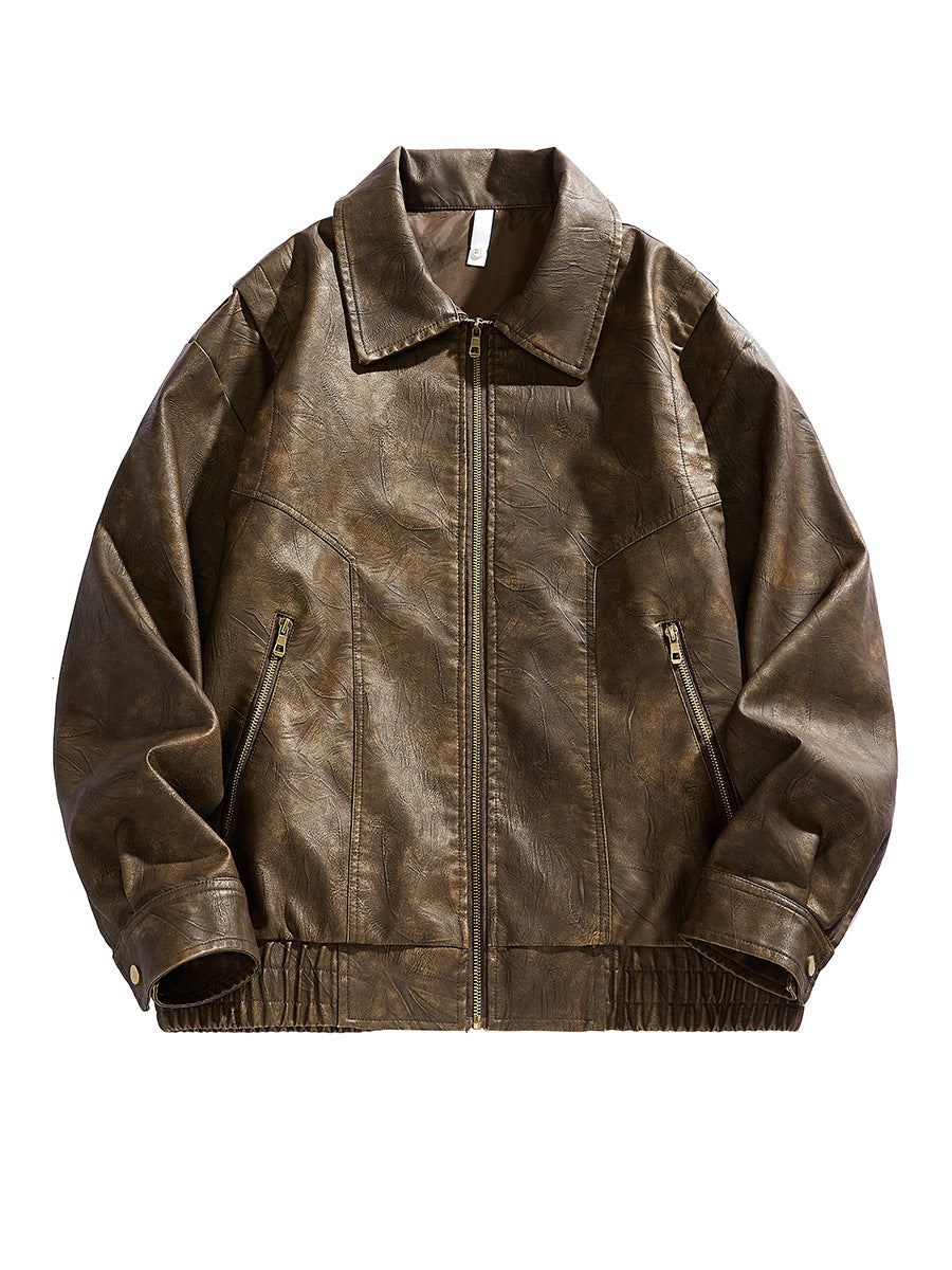 Lederjacke Herren Kurz Lederjacke Elastisch Mit Taschen