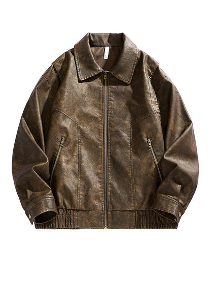 Lederjacke Herren Kurz Lederjacke Elastisch Mit Taschen