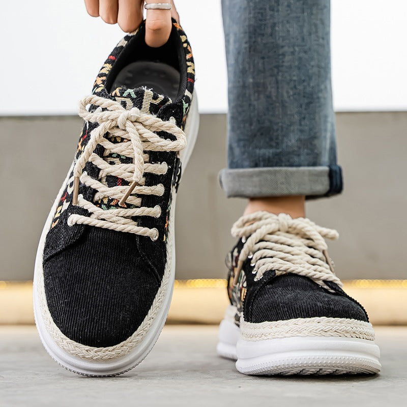 Damen Sneaker Modisch Geflochtene Sohle Bequem Canvas