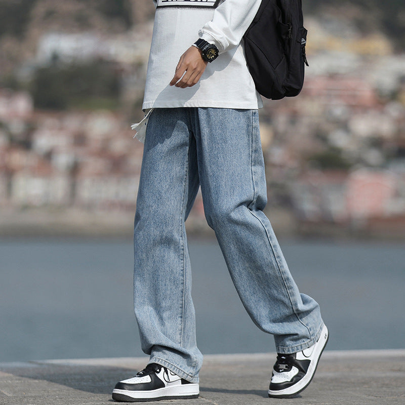 Herren Denim-Hose Locker Geschnitten Mit Taschen Modern