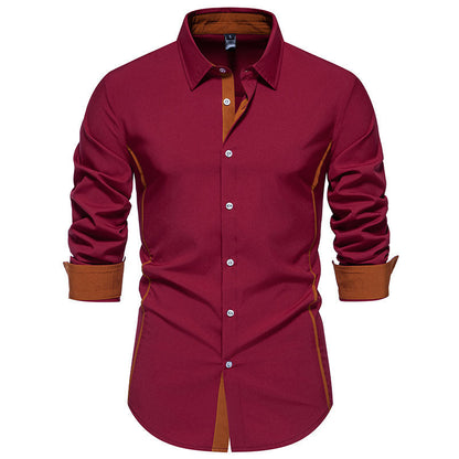 Herren Hemd Langarm Elegantes Business Hemd Mit Kontrastkragen