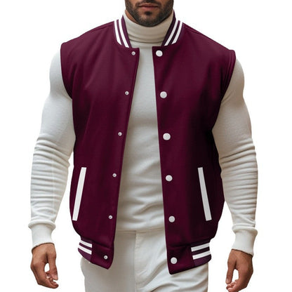 Herren Baseballjacke Sportlich Mit Taschen Kontrast