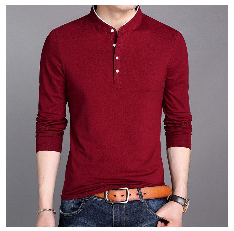 Herren Polohemd Langarm Modern Stehkragen Elegant
