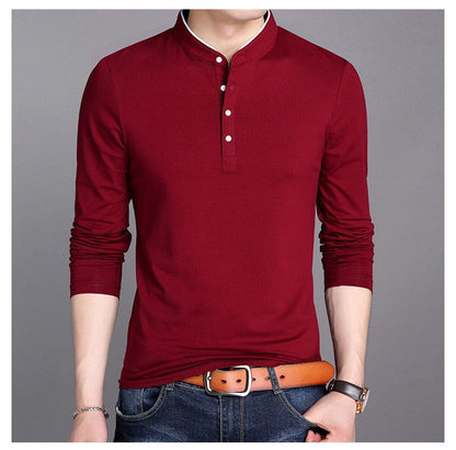 Herren Polohemd Langarm Modern Stehkragen Elegant