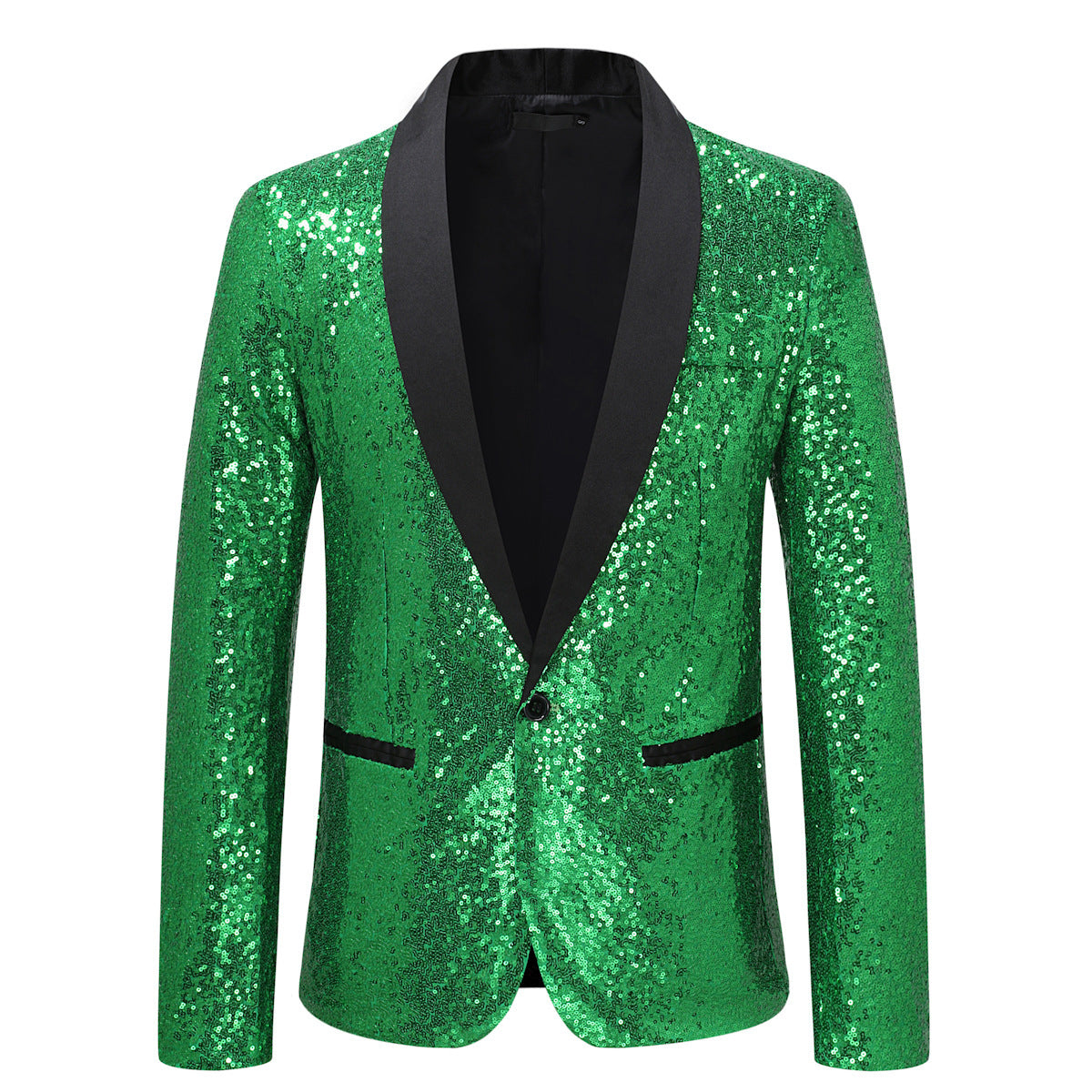 Herren Pailletten Blazer Schwarz Glitzernd Elegant