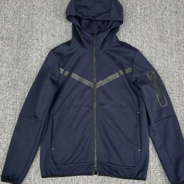 Herren Fleecejacke Sportlich mit Kapuze und Reißverschlusstaschen