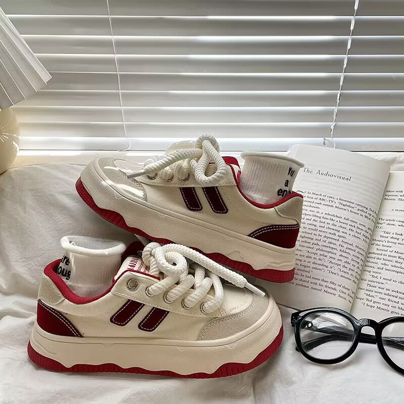 Damen Sneaker Chunky Weite Passform Schnürsenkel Modisch