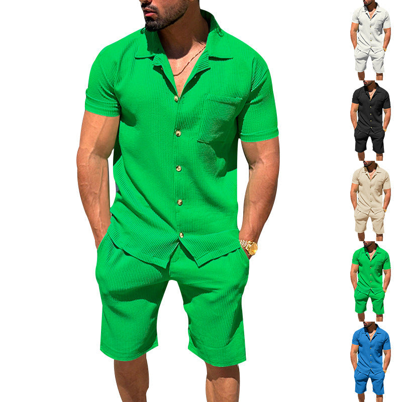 Herren Kurzarm-Set Leger mit Taschen Modern - BerlinGlamour