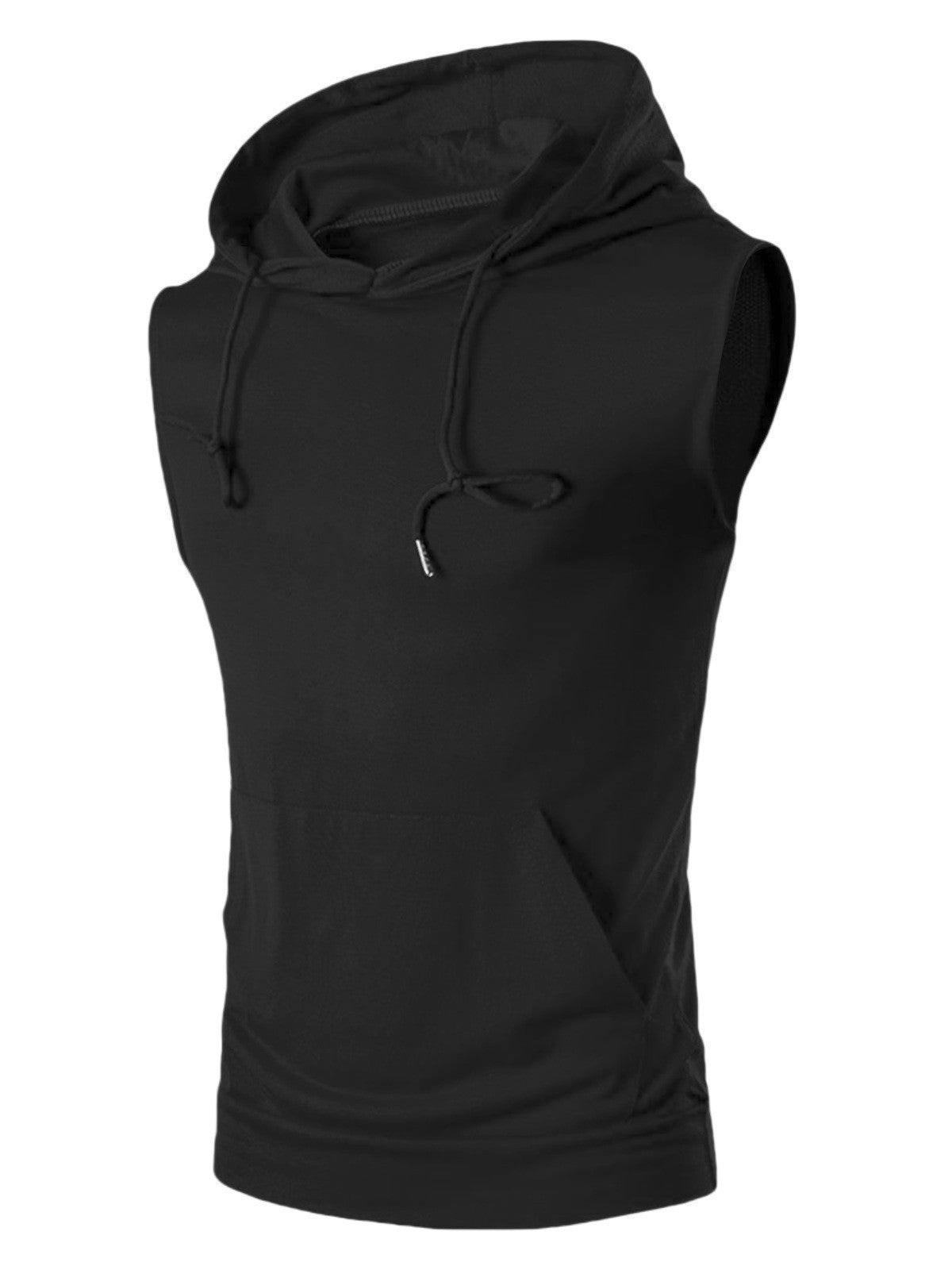 Herren Kapuzenshirt Ärmellos atmungsaktiv mit Kängurutasche
