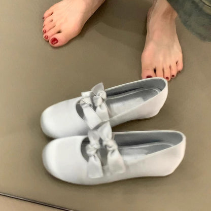 Damen Ballerinas Schleife Elegant Bequem