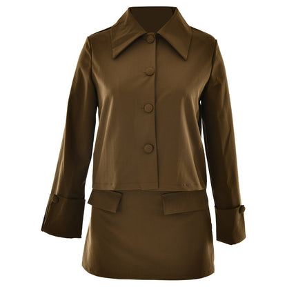 Modische Damen Kurzjacke Übergroßer Kragen Metallic Knöpfe