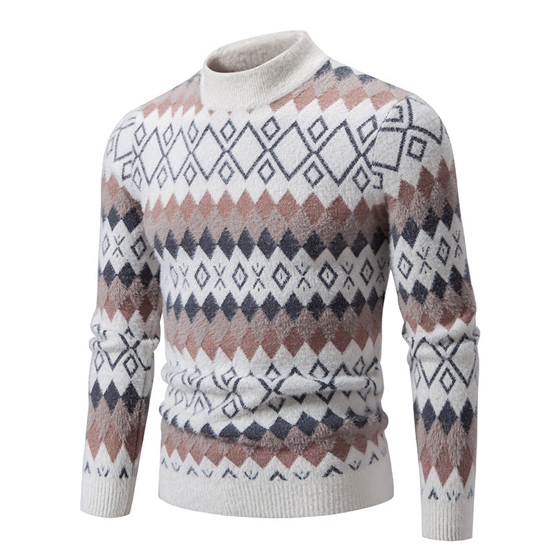 Herren Strickpullover Geometrisch Hochkragen Modern