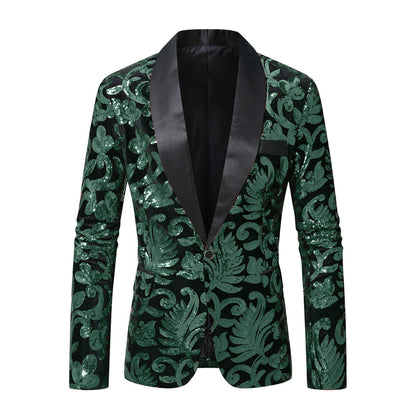 Eleganter Herren Blazer Pailletten Glitzernd Modern
