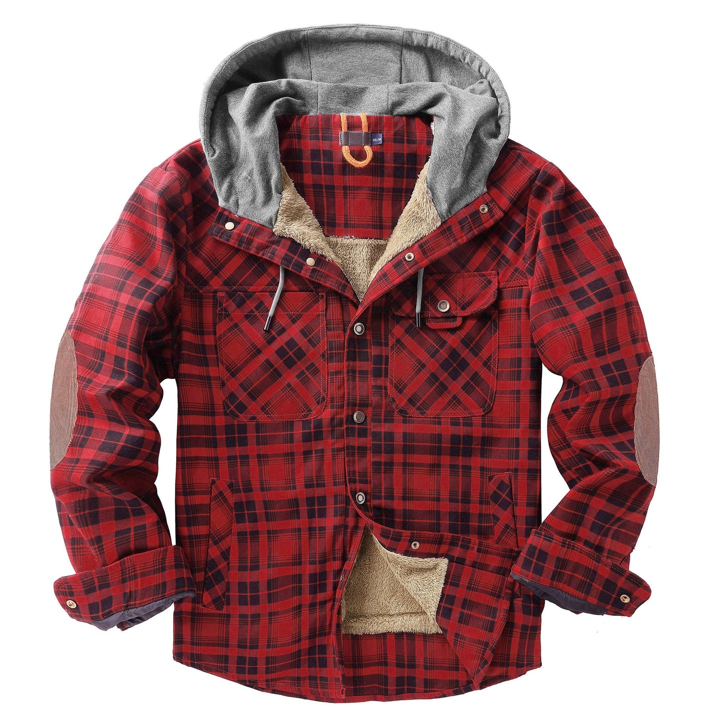 Herren Flanelljacke Weich Kapuze Warm Winter