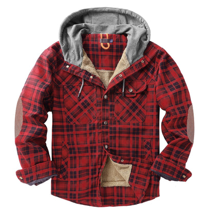 Herren Flanelljacke Weich Kapuze Warm Winter