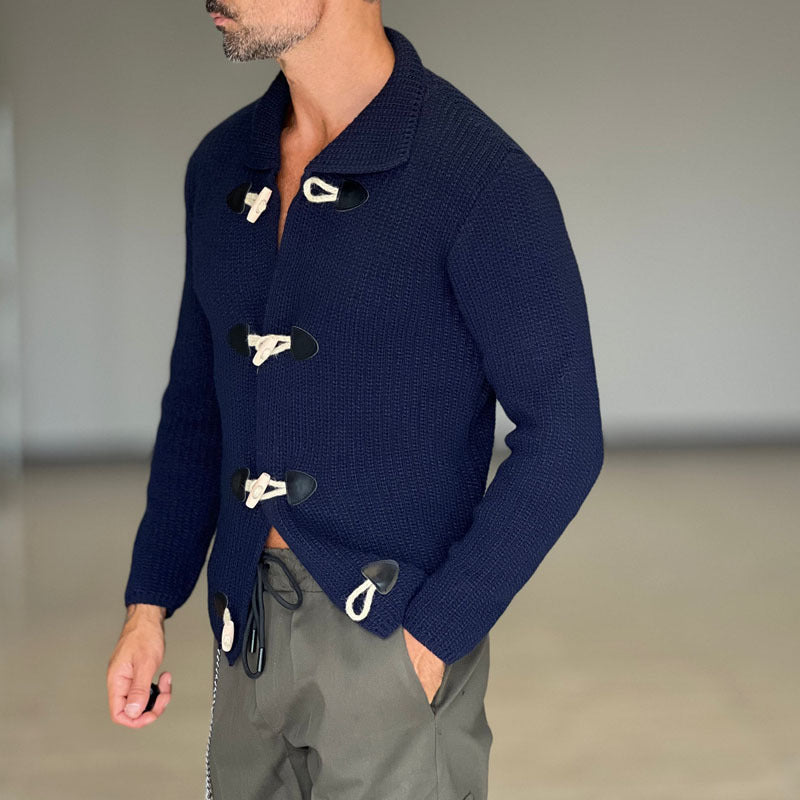 Herren Grobstrick-Jacke Stehkragen mit Taschen Übergröße