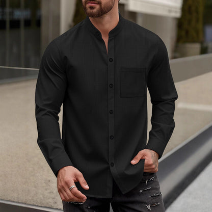 Elegantes Herrenhemd Stehkragen Slim Fit Modern
