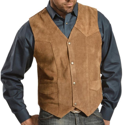 Lederweste Herren Wildleder mit Taschen Rustikal - BerlinGlamour