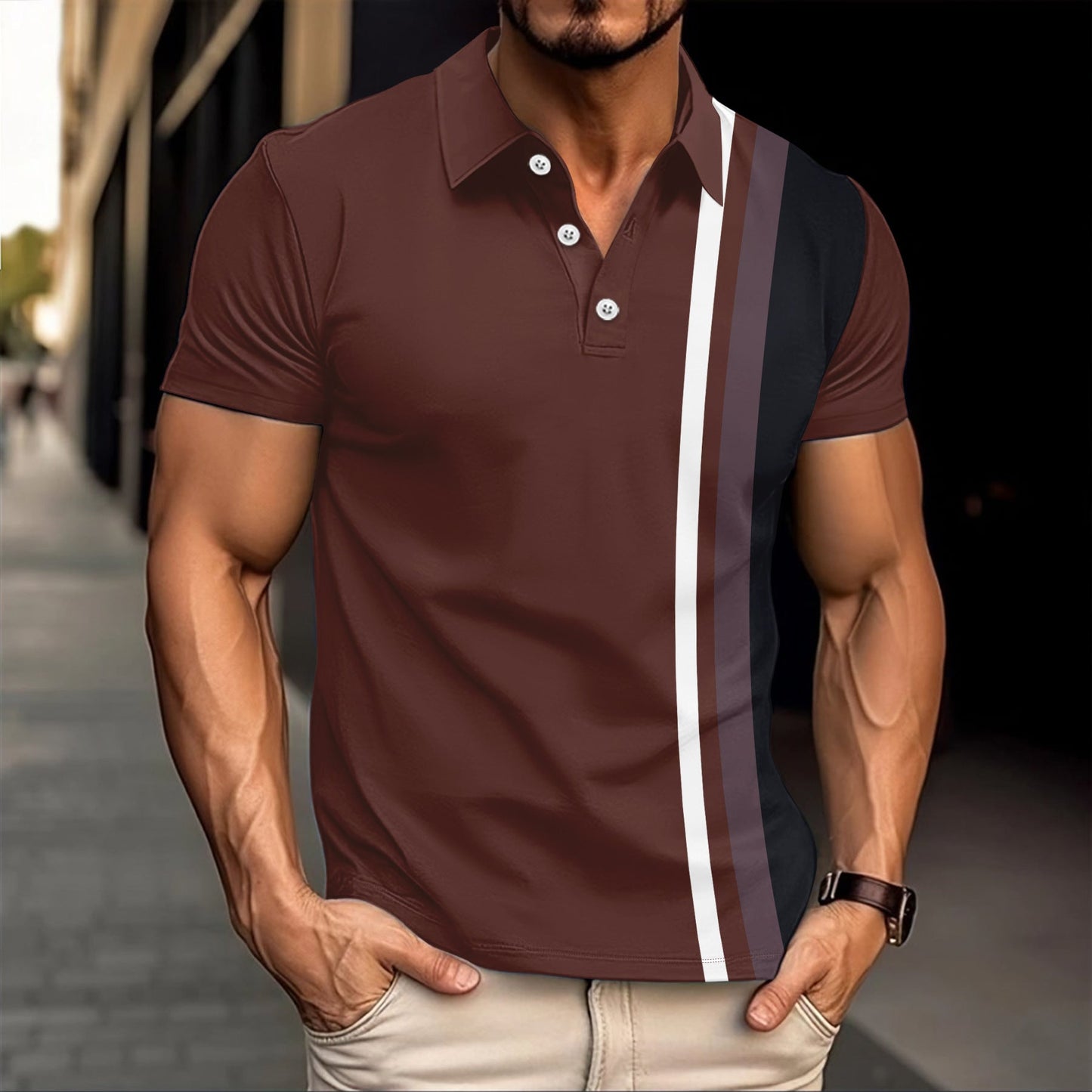 Herren Poloshirt Streifen-Design Modern Slimfit - BerlinGlamour