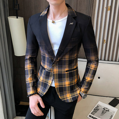 Herren Blazer Karo Moderner Schnitt Elegant