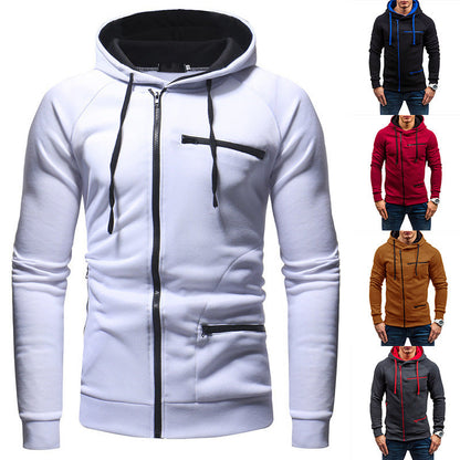 Herren Kapuzenjacke Modern Reißverschluss Kontrast Details - BerlinGlamour