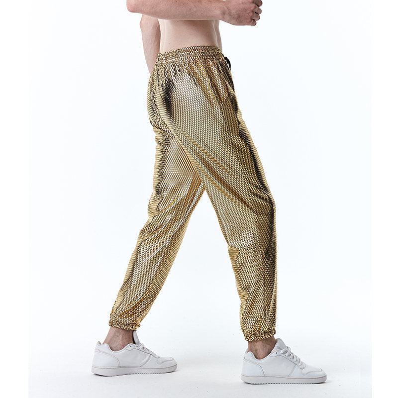 Herren Hose Metallic Mesh Trendy Sportlich