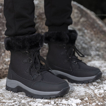 Damen Winterstiefel Fleecegefüttert Rutschfest Hohes Schaft