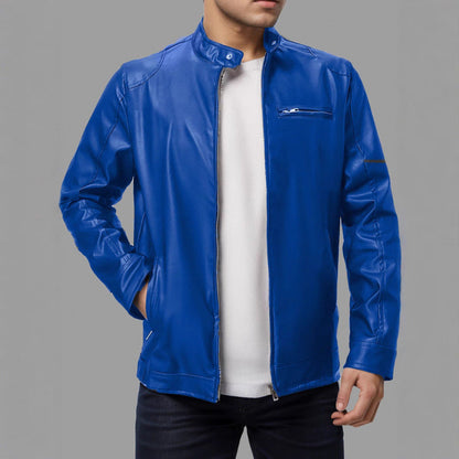 Herren Lederjacke Elegante Schwarz Ledermantel