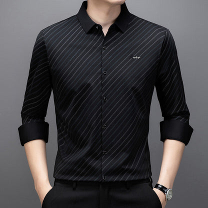Herren Langarmhemd Modernes Streifenmuster Elegantes Design