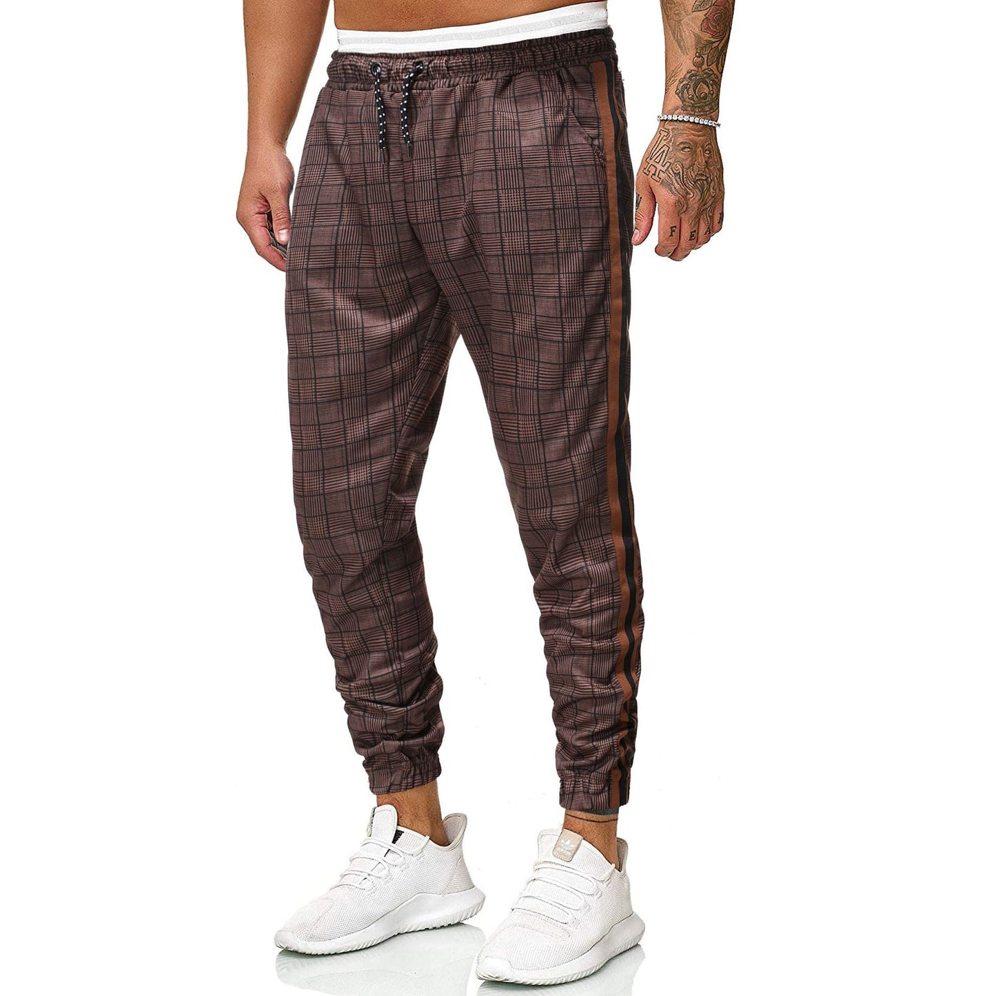 Herren Jogginghose Karomuster Elastisch Modern
