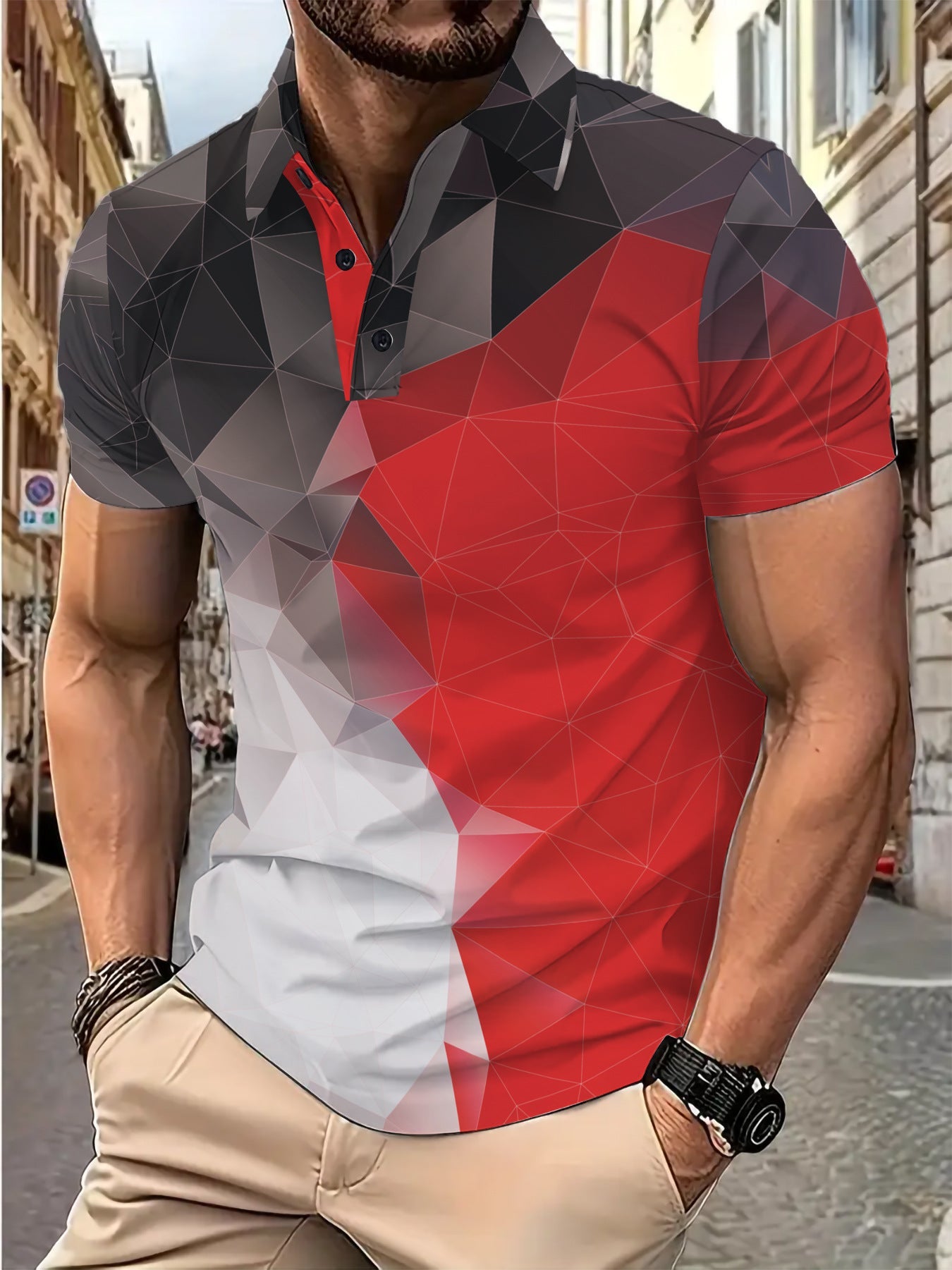 Herren Poloshirt Geometrisch Modern Trendig