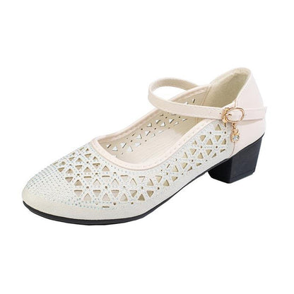 Damen Ballerinas Elegante Spitze Bequem Blockabsatz