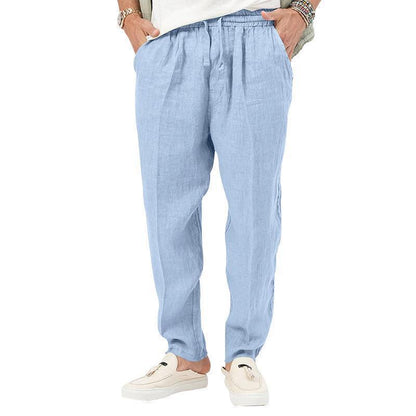 Herren Leinenhose Bequem Elastischer Bund Sommer