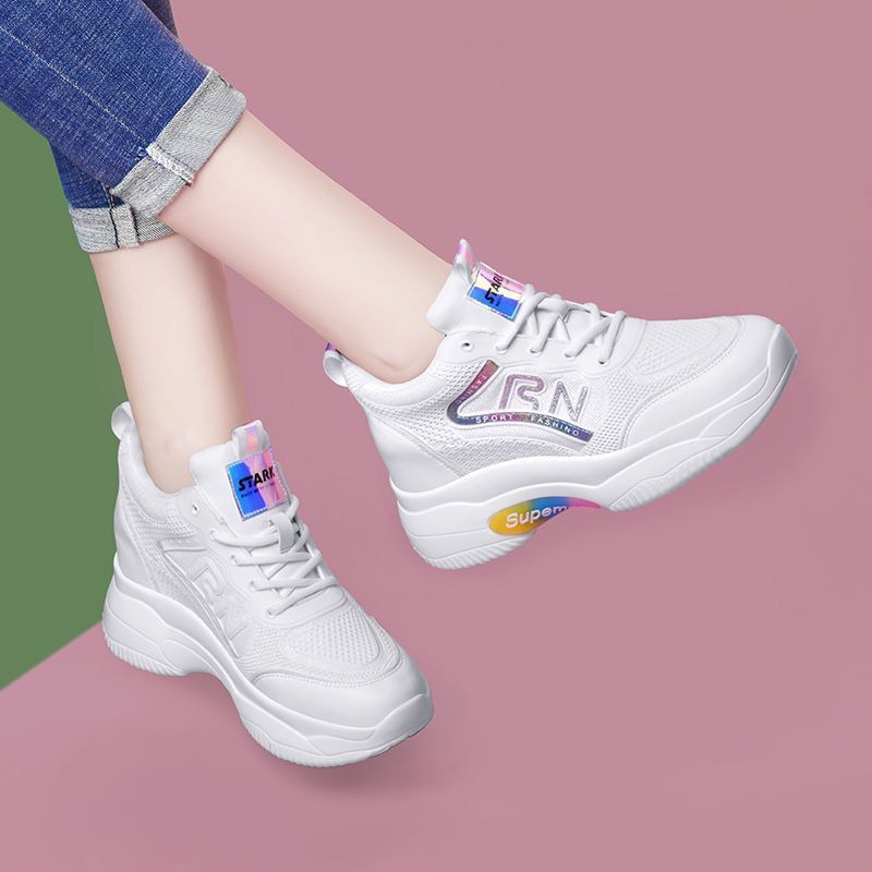Damen Sneaker Sportlich Bequem Weißen Lederschuhe