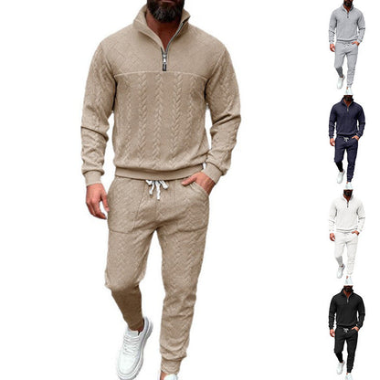 Herren Jogginganzug Strick Lässig Mit Reißverschluss Hochkragen - BerlinGlamour