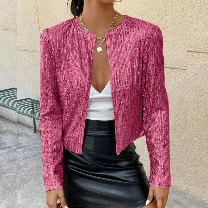 Glitzernde Damen Strickjacke Elegant Frauen