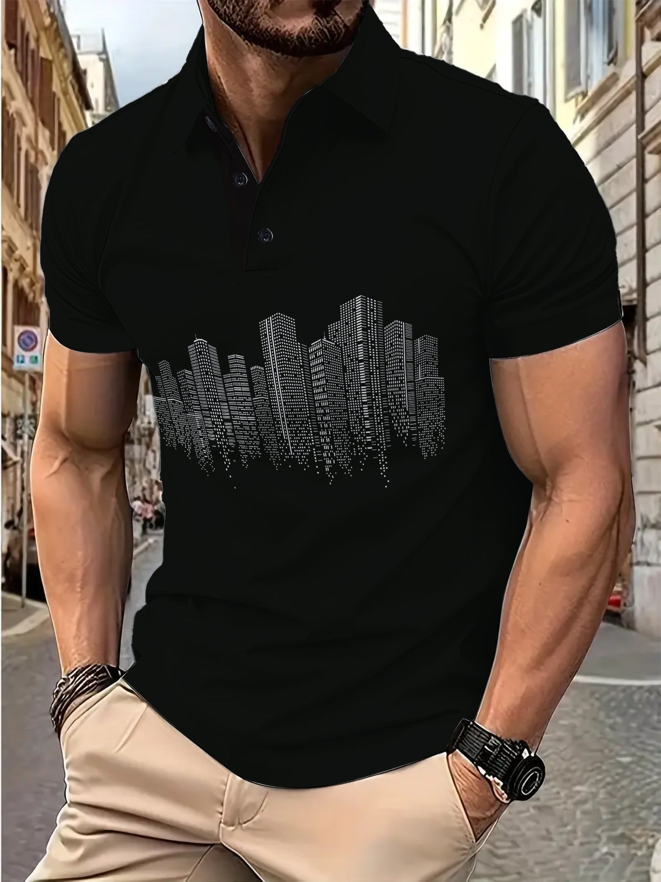 Herren Poloshirt Berlin Muster Modern Stadtlook