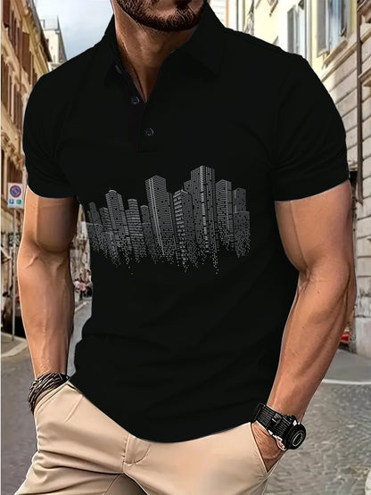 Herren Poloshirt Berlin Muster Modern Stadtlook
