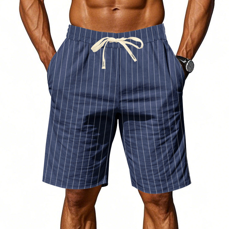 Herren Shorts mit Streifenmuster Elastisch Kordelzug Sommer