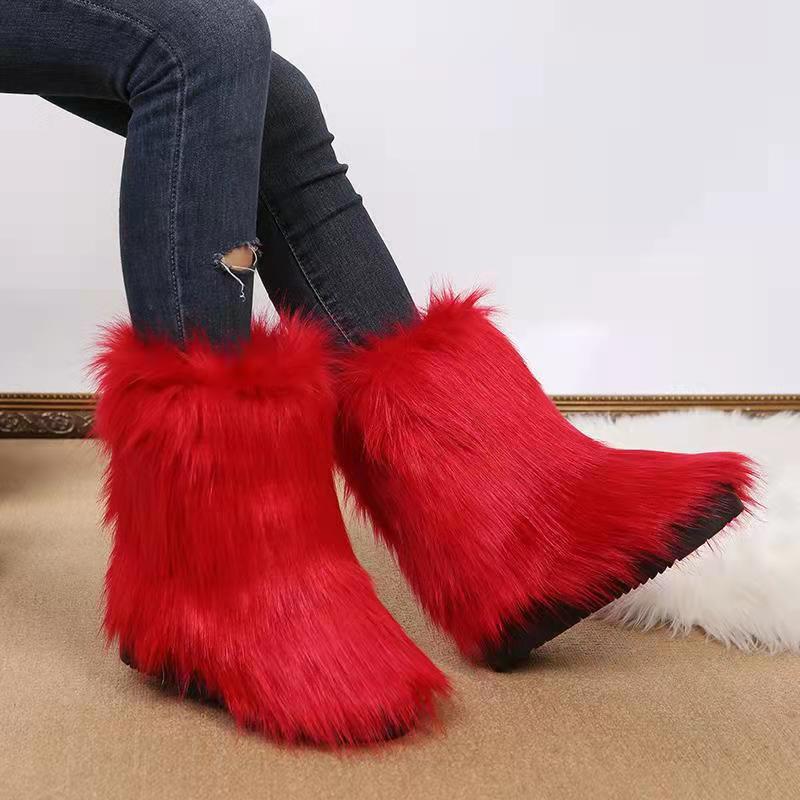 Damen Winterstiefel Warm mit Kunstfell-Futter Rutschfest