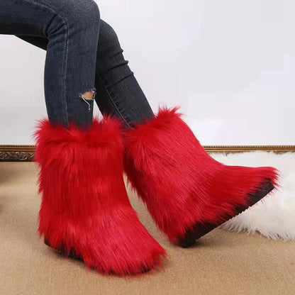 Damen Winterstiefel Warm mit Kunstfell-Futter Rutschfest