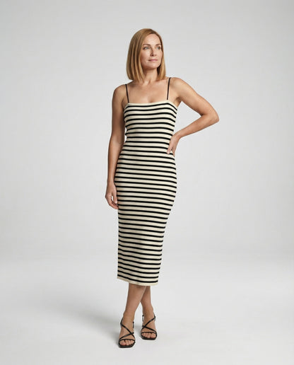 Damen Maxikleid Figurbetont Gerippt mit Spaghettiträgern
