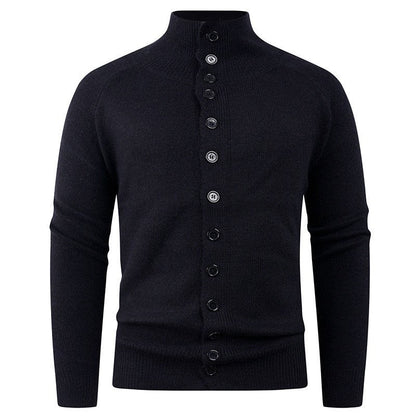 Herren Strickjacke Stehkragen Knopfverschluss Modern