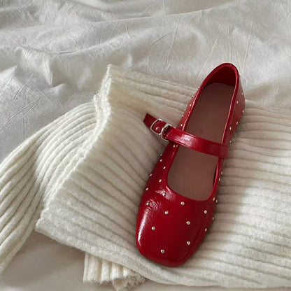Damen Ballerinas mit Glitzerriemen und modischem Schnalle - BerlinGlamour