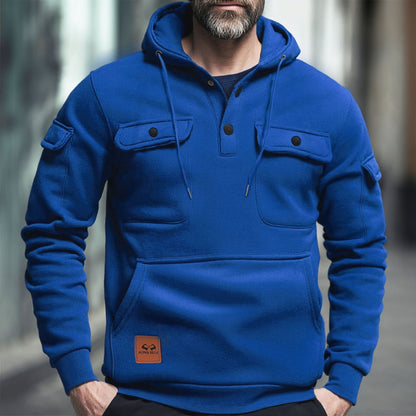 Herren Fleece Hoodie Warm mit Brusttasche Modern