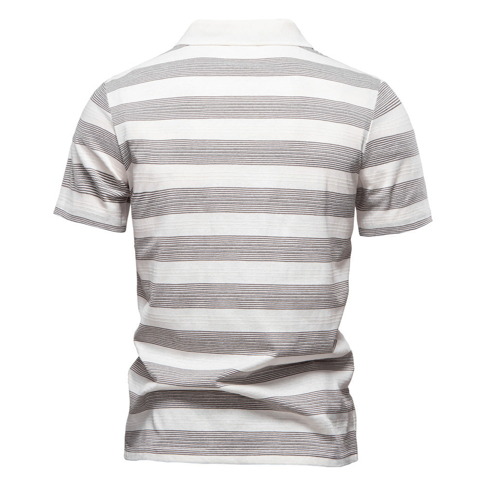 Herren Polo-Shirt Modern V-Ausschnitt Streifenmuster
